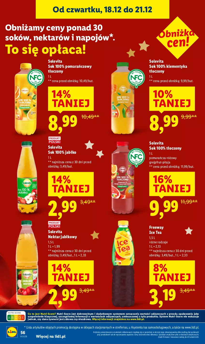 Gazetka promocyjna Lidl - GAZETKA - ważna 18.12 do 21.12.2025 - strona 58 - produkty: Grejpfrut, Ice tea, Nektar, Sok