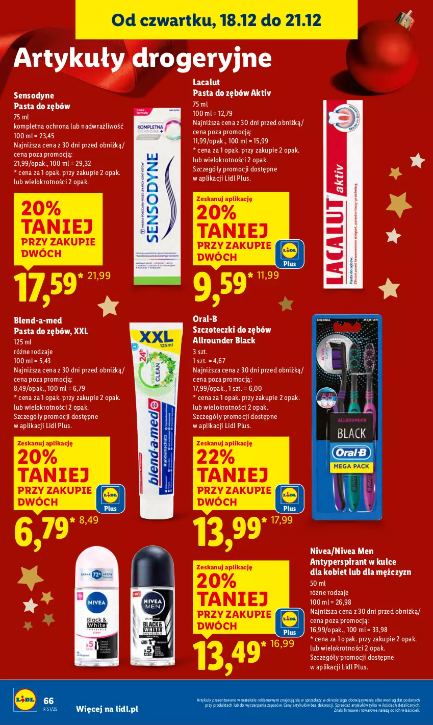 Gazetka promocyjna Lidl - GAZETKA - ważna 18.12 do 21.12.2025 - strona 68 - produkty: Antyperspirant, Blend-a-Med, Lacalut, Lack, Nivea, Nivea Men, Pasta do zębów, Sensodyne