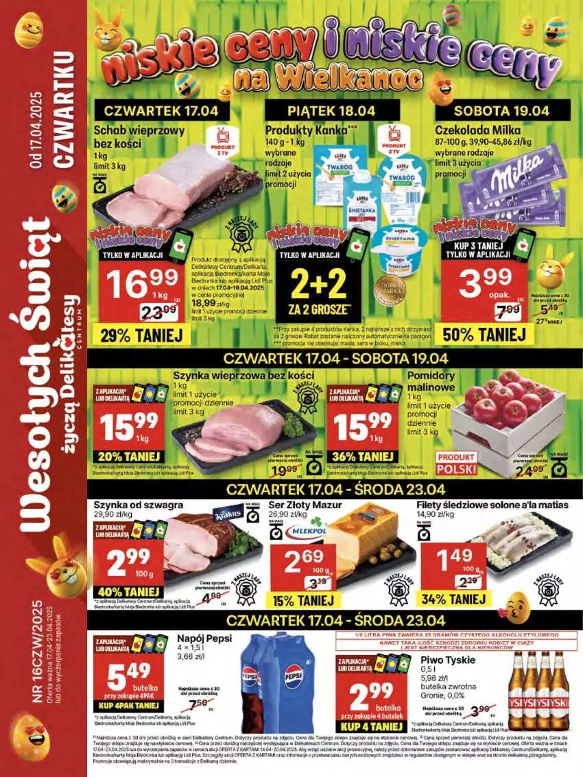 Gazetka promocyjna Delikatesy Centrum - NOWA GAZETKA Delikatesy Centrum od 17 kwietnia! 17-23.04.2025 - ważna 17.04 do 23.04.2025 - strona 1 - produkty: Czekolada, Gra, Milka, Orka, Piwo, Rama, Rum, Ser, Szynka, Szynka wieprzowa, Tran, Tyskie, Złoty Mazur