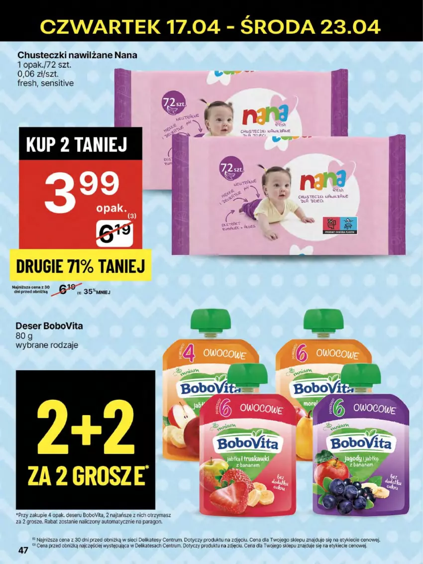 Gazetka promocyjna Delikatesy Centrum - NOWA GAZETKA Delikatesy Centrum od 17 kwietnia! 17-23.04.2025 - ważna 17.04 do 23.04.2025 - strona 47 - produkty: BoboVita, Chusteczki, Deser, Rum, Ser