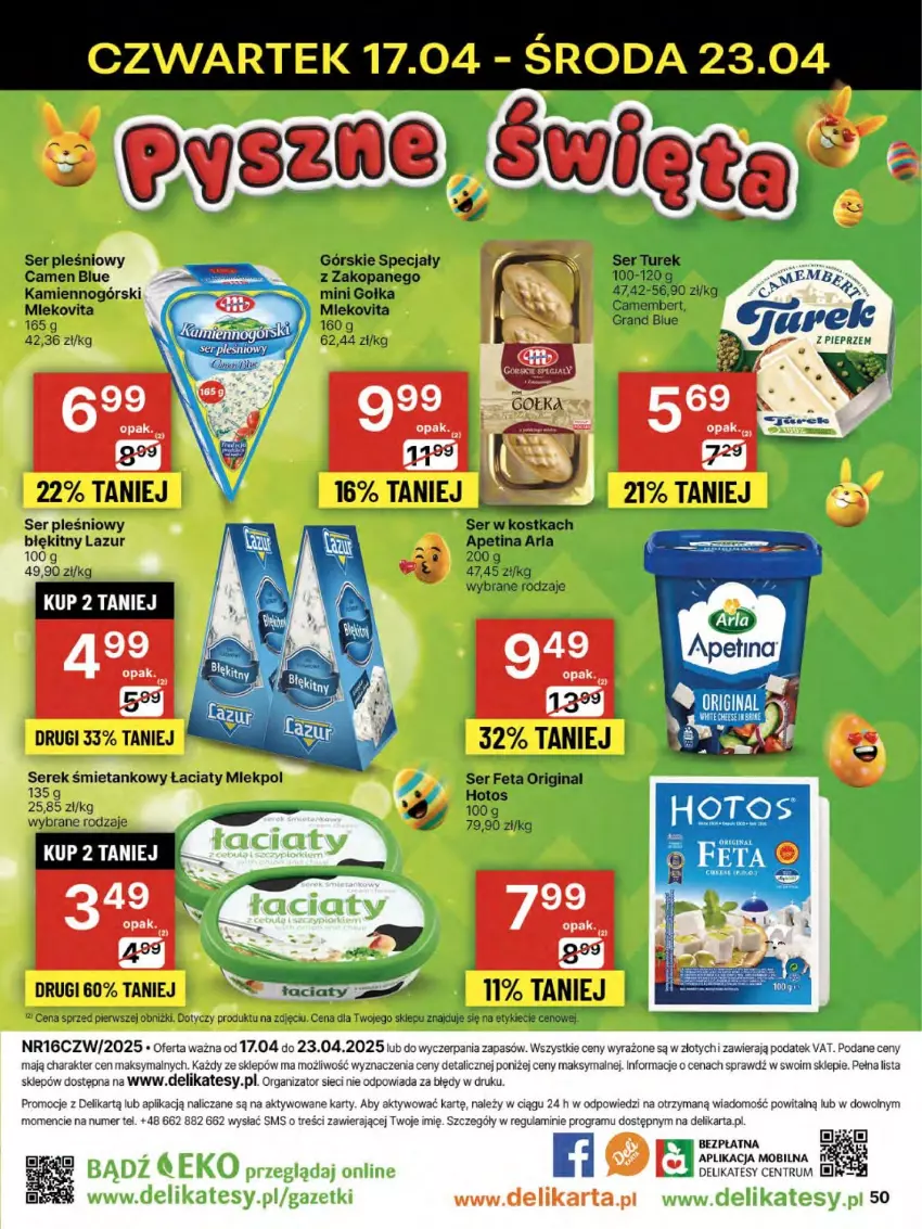 Gazetka promocyjna Delikatesy Centrum - NOWA GAZETKA Delikatesy Centrum od 17 kwietnia! 17-23.04.2025 - ważna 17.04 do 23.04.2025 - strona 50 - produkty: Camembert, Fa, Feta, Gin, Gra, Lazur, Mleko, Mlekovita, Mobil, Rum, Ser, Ser pleśniowy, Serek, Vita C