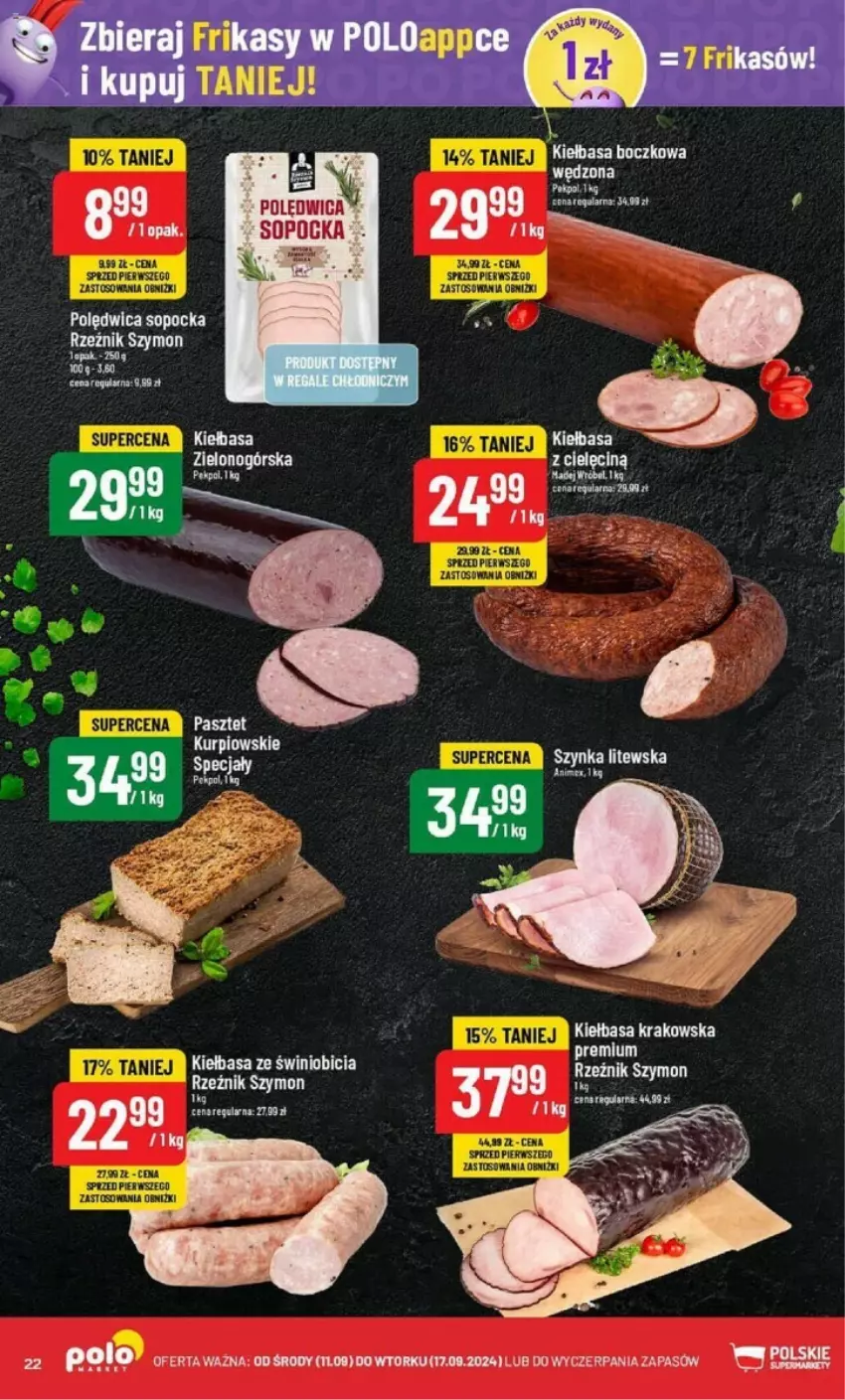 Gazetka promocyjna PoloMarket - ważna 11.09 do 17.09.2024 - strona 15 - produkty: Kiełbasa, Kiełbasa krakowska, Pekpol, Polędwica