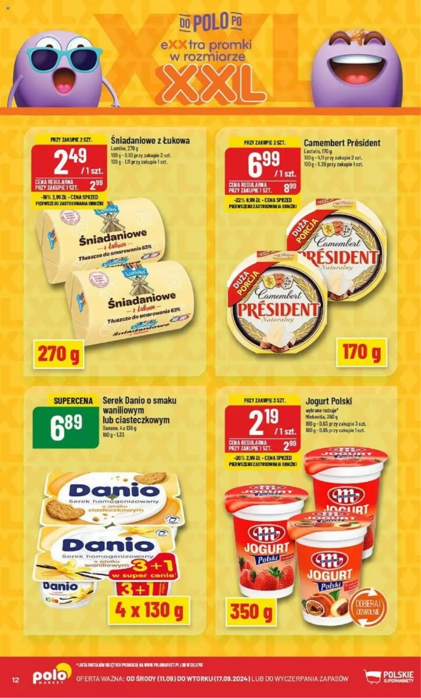 Gazetka promocyjna PoloMarket - ważna 11.09 do 17.09.2024 - strona 4 - produkty: Camembert, Danio, Jogurt, Ser, Serek