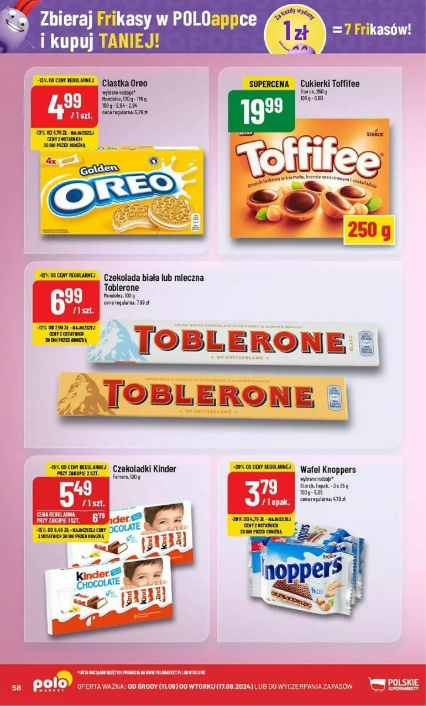 Gazetka promocyjna PoloMarket - ważna 11.09 do 17.09.2024 - strona 54 - produkty: Cukier, Cukierki, Czekolada, HP, Kinder, Knoppers, Toblerone, Toffifee