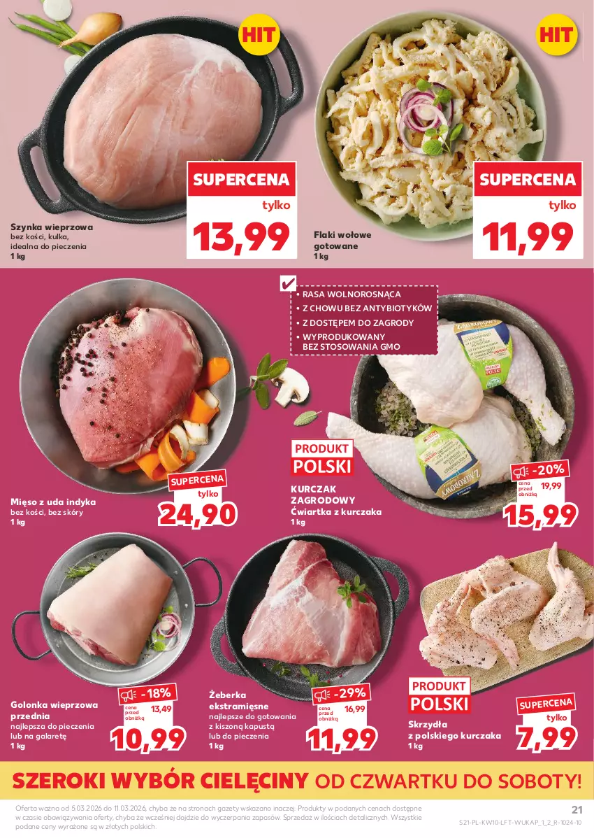 Gazetka promocyjna Kaufland - Gazetka tygodnia - ważna 05.03 do 11.03.2026 - strona 21 - produkty: Flaki, Flaki wołowe, Gala, Golonka wieprzowa, Kapustą, Kurczak, Mięso, Piec, Szynka, Szynka wieprzowa