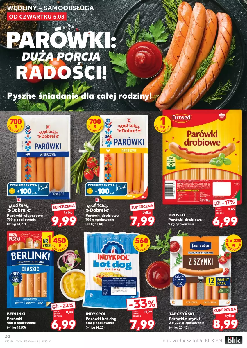 Gazetka promocyjna Kaufland - Gazetka tygodnia - ważna 05.03 do 11.03.2026 - strona 30 - produkty: Berlinki, Hot dog, Parówki, Parówki hot dog, Parówki z szynki, Por, Tarczyński, Tera