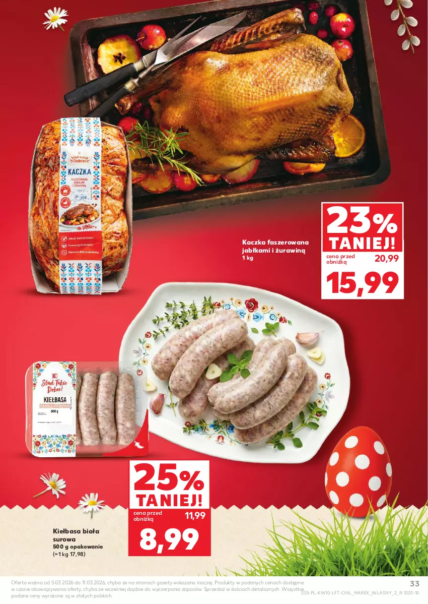 Gazetka promocyjna Kaufland - Gazetka tygodnia - ważna 05.03 do 11.03.2026 - strona 33 - produkty: Fa, Jabłka, Kaczka, Kaczka faszerowana, Kiełbasa, Kiełbasa biała