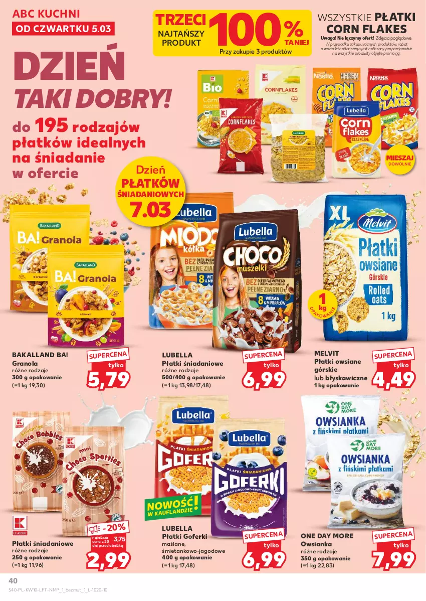 Gazetka promocyjna Kaufland - Gazetka tygodnia - ważna 05.03 do 11.03.2026 - strona 40 - produkty: Ba!, Bakalland, Bell, Bella, Corn flakes, Danio, Gra, Granola, Lubella, Melvit, Owsianka, Płatki owsiane, Por, Waga