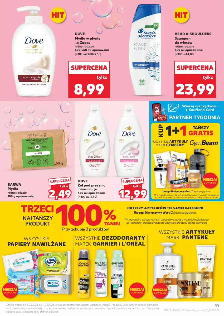 Gazetka promocyjna Kaufland - Gazetka tygodnia - ważna 05.03 do 11.03.2026 - strona 49 - produkty: Dezodorant, Dove, Garnier, Gra, L’Oréal, Mydło, Mydło w płynie, Pantene, Papier, Por, Szampon, Waga