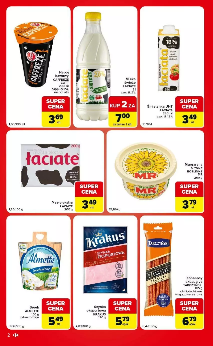 Gazetka promocyjna Carrefour - Gazetka Carrefour Market w SUMIE ekspresowe zakupy - ważna 09.06 do 15.06.2026 - strona 2 - produkty: Almette, Chia, Kabanos, Krakus, LG, Margaryna, Masło, Mleko, Napój, Por, Ser, Serek, Słynne, Sport, Szynka, Tusz, Zott