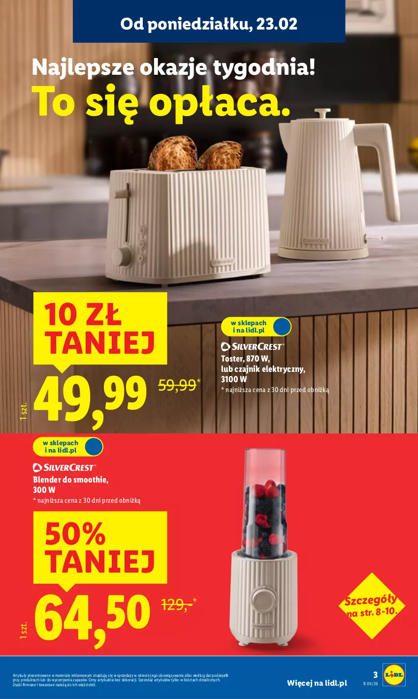 Gazetka promocyjna Lidl - GAZETKA - ważna 23.02 do 28.02.2026 - strona 3 - produkty: Blender, Czajnik, Czajnik elektryczny, Smoothie, Toster