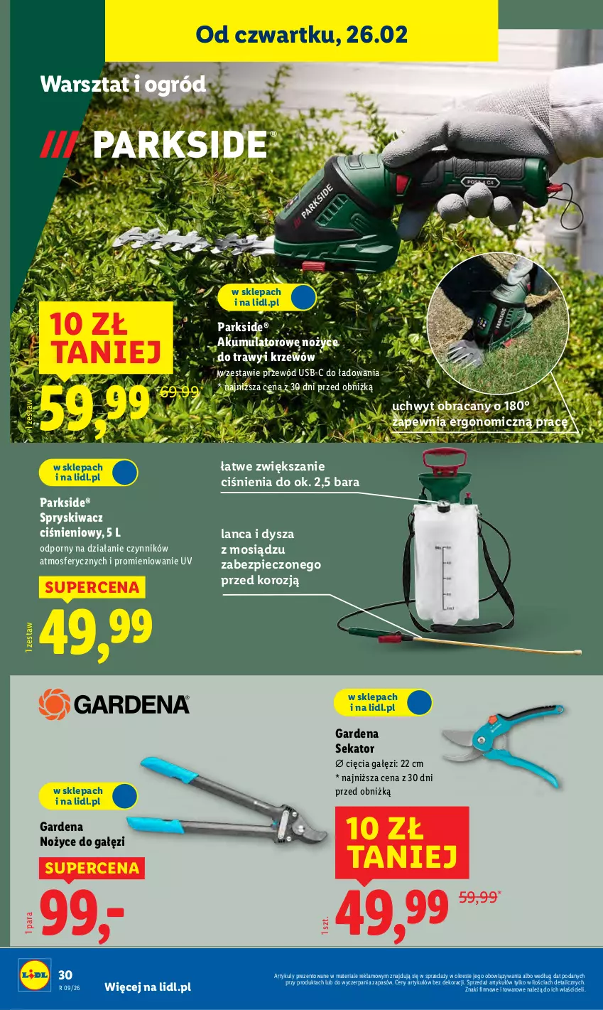 Gazetka promocyjna Lidl - GAZETKA - ważna 23.02 do 28.02.2026 - strona 40 - produkty: Akumulator, Noż, Nożyce, Ogród, Parkside, Piec, Por, Przewód, Sekator