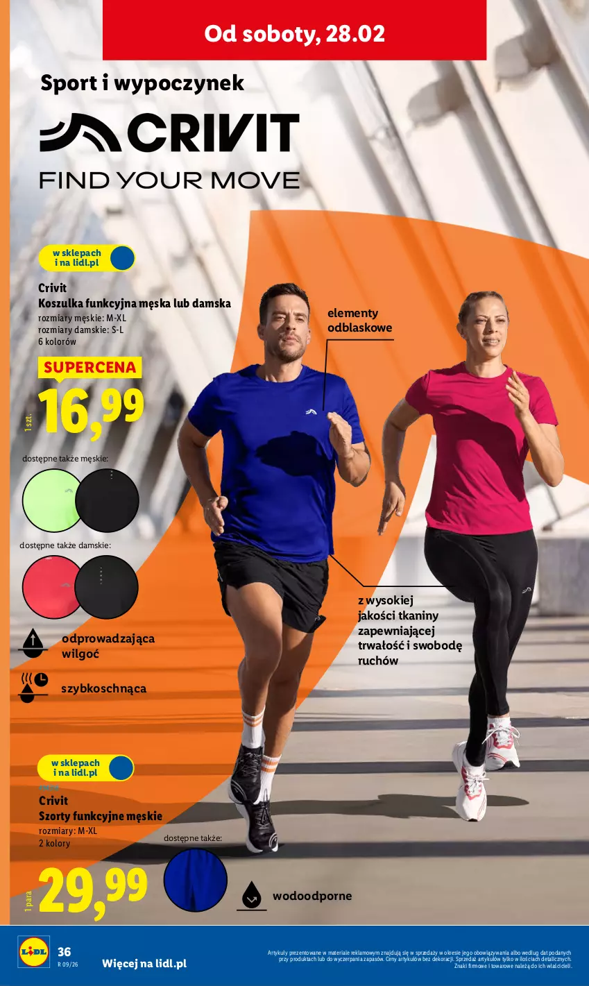 Gazetka promocyjna Lidl - GAZETKA - ważna 23.02 do 28.02.2026 - strona 46 - produkty: Kosz, Koszulka, Koszulka funkcyjna, LG, Por, Sok, Sport, Szorty