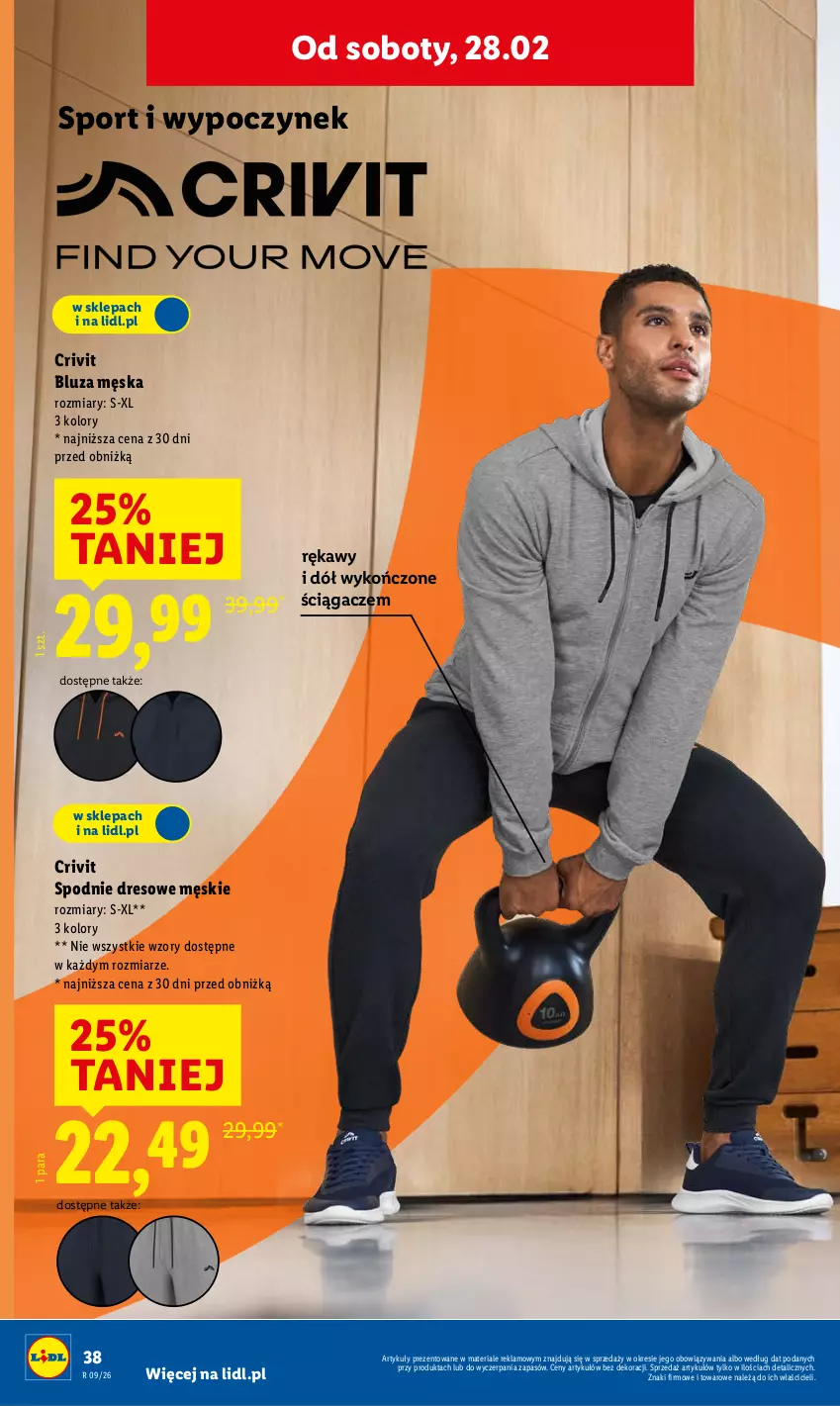 Gazetka promocyjna Lidl - GAZETKA - ważna 23.02 do 28.02.2026 - strona 48 - produkty: Bluza, Dres, Por, Spodnie, Spodnie dresowe, Sport