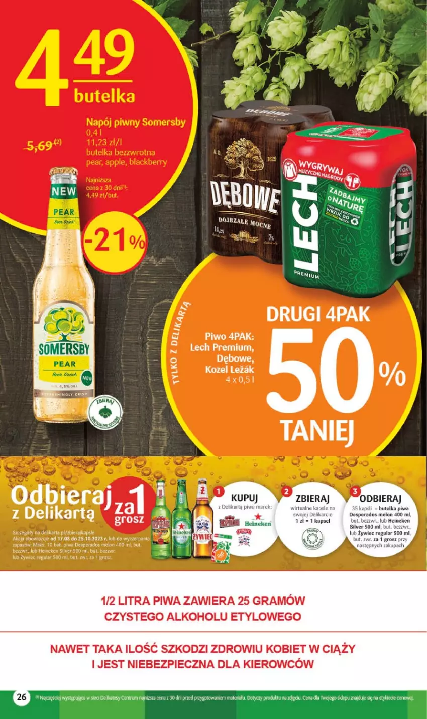 Gazetka promocyjna Delikatesy Centrum - Gazetka DC33 - ważna 24.08 do 30.08.2023 - strona 26 - produkty: Desperados, Gra, Heineken, K2, Lech Premium, Melon, Piec, Piwa, Piwo, Rum