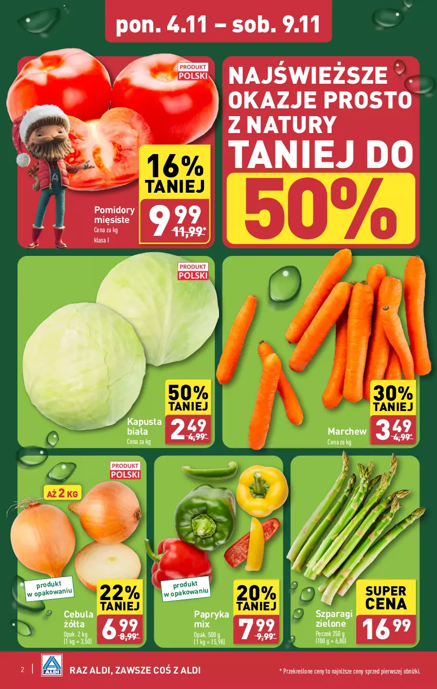 Gazetka promocyjna Aldi - Farmer ALDIK poleca świeże owoce i warzywa - ważna 04.11 do 09.11.2024 - strona 2 - produkty: Cebula, Papryka, Pomidory