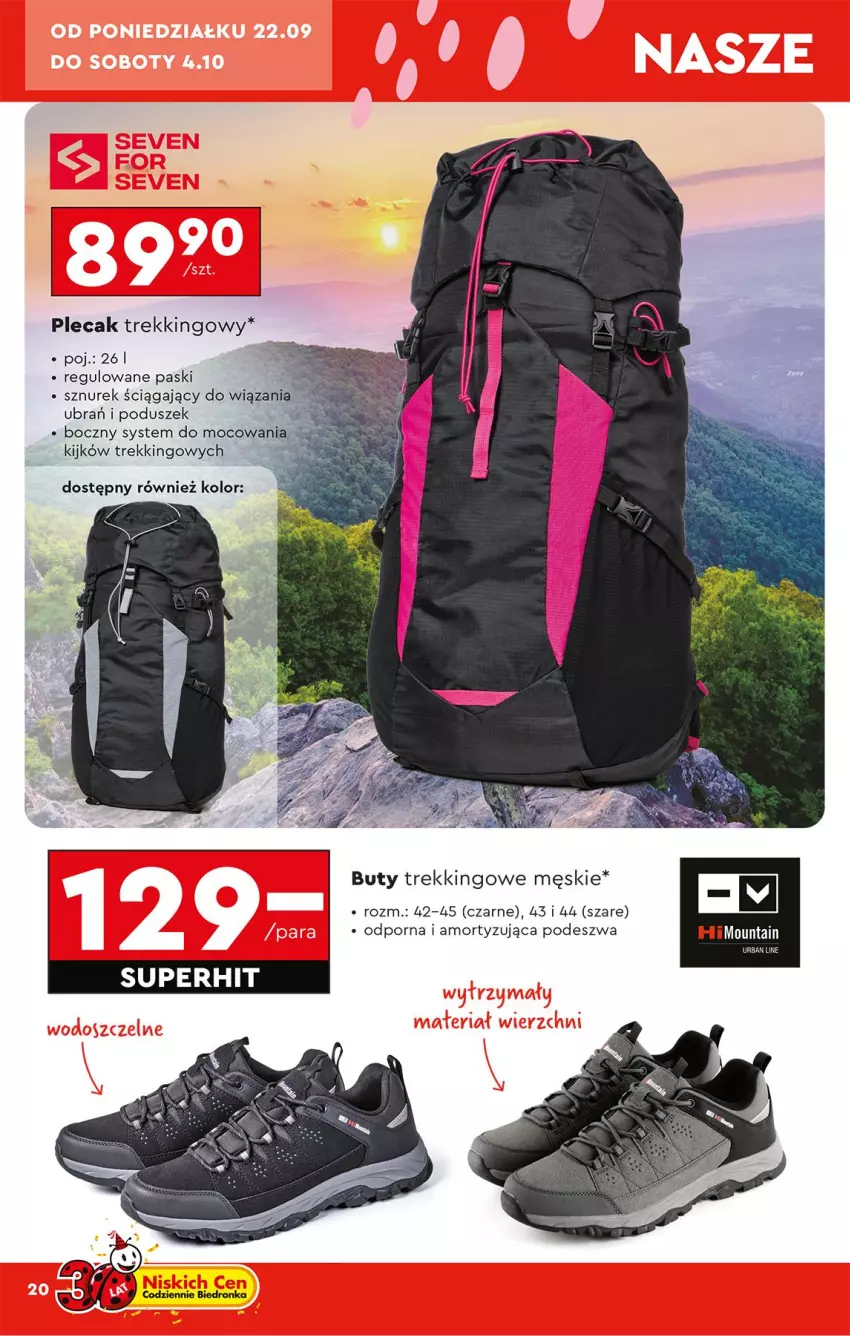 Gazetka promocyjna Biedronka - Okazje Tygodnia - ważna 20.09 do 04.10.2025 - strona 24 - produkty: Buty, Fa, Plecak, Por, Sznurek