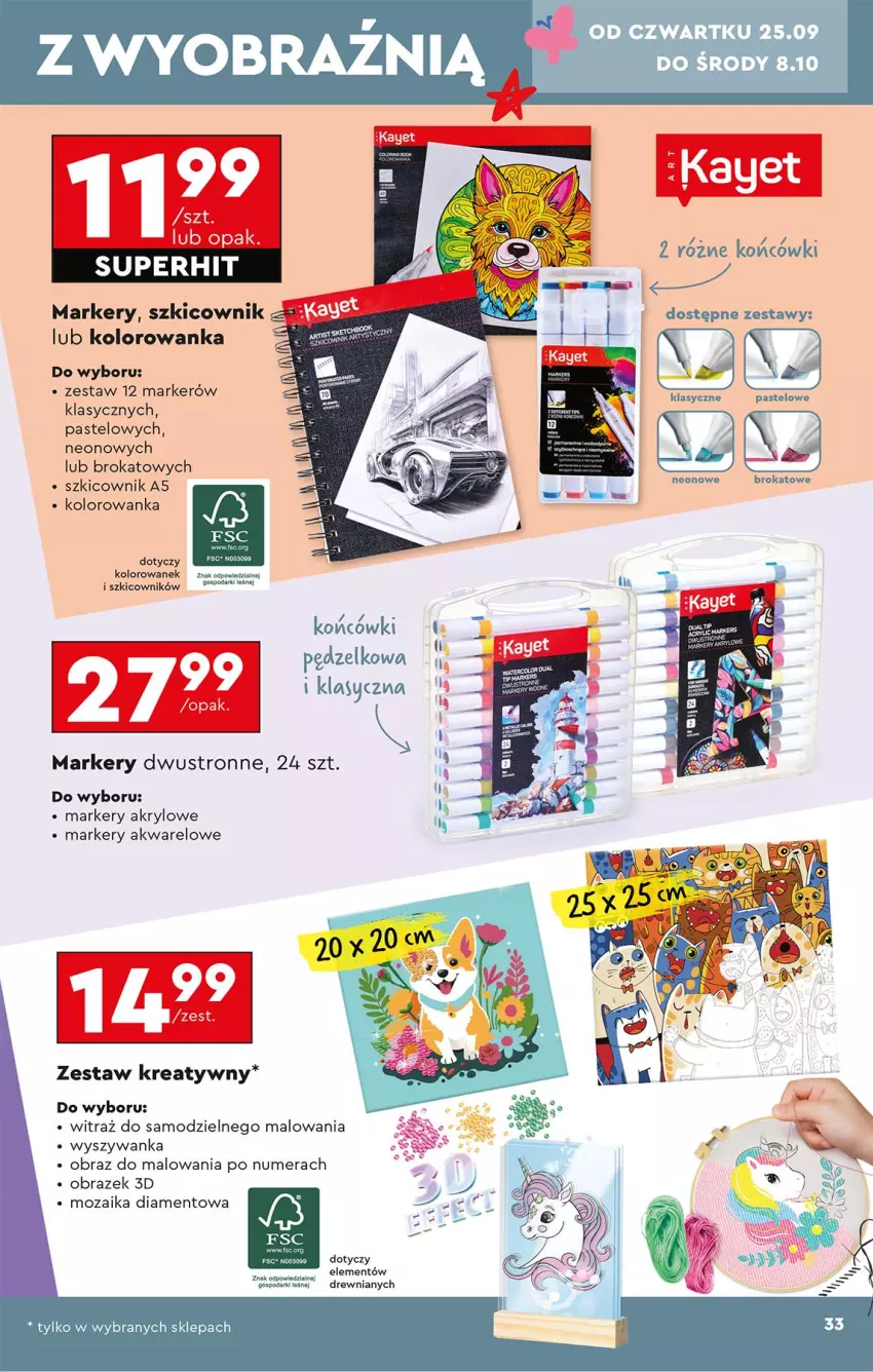 Gazetka promocyjna Biedronka - Okazje Tygodnia - ważna 20.09 do 04.10.2025 - strona 37 - produkty: Kolorowanka, Marker, Obraz, Szkicownik