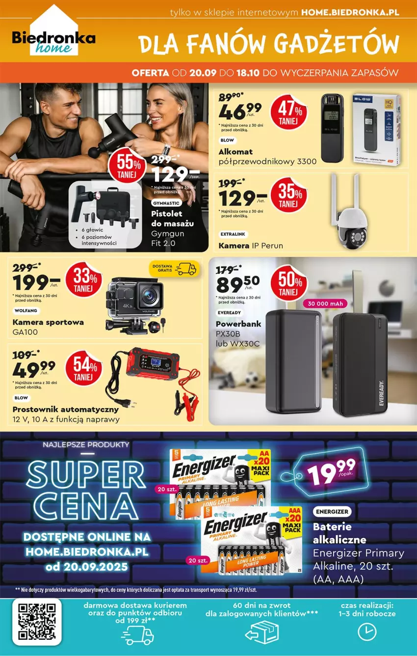Gazetka promocyjna Biedronka - Okazje Tygodnia - ważna 20.09 do 04.10.2025 - strona 46 - produkty: Alkomat, Fa, Gra, Kamera, Pistolet, Por, Powerbank, Prostownik, Przewodnik, Sport