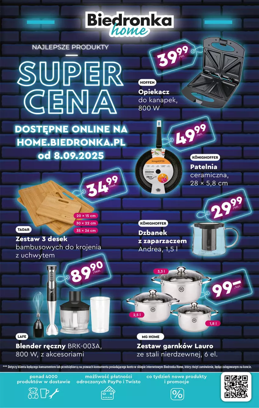 Gazetka promocyjna Biedronka - Okazje Tygodnia - ważna 20.09 do 04.10.2025 - strona 47 - produkty: Blender, Blender ręczny, Dzbanek, Laur, Patelnia, Patelnia ceramiczna, Zaparzacz