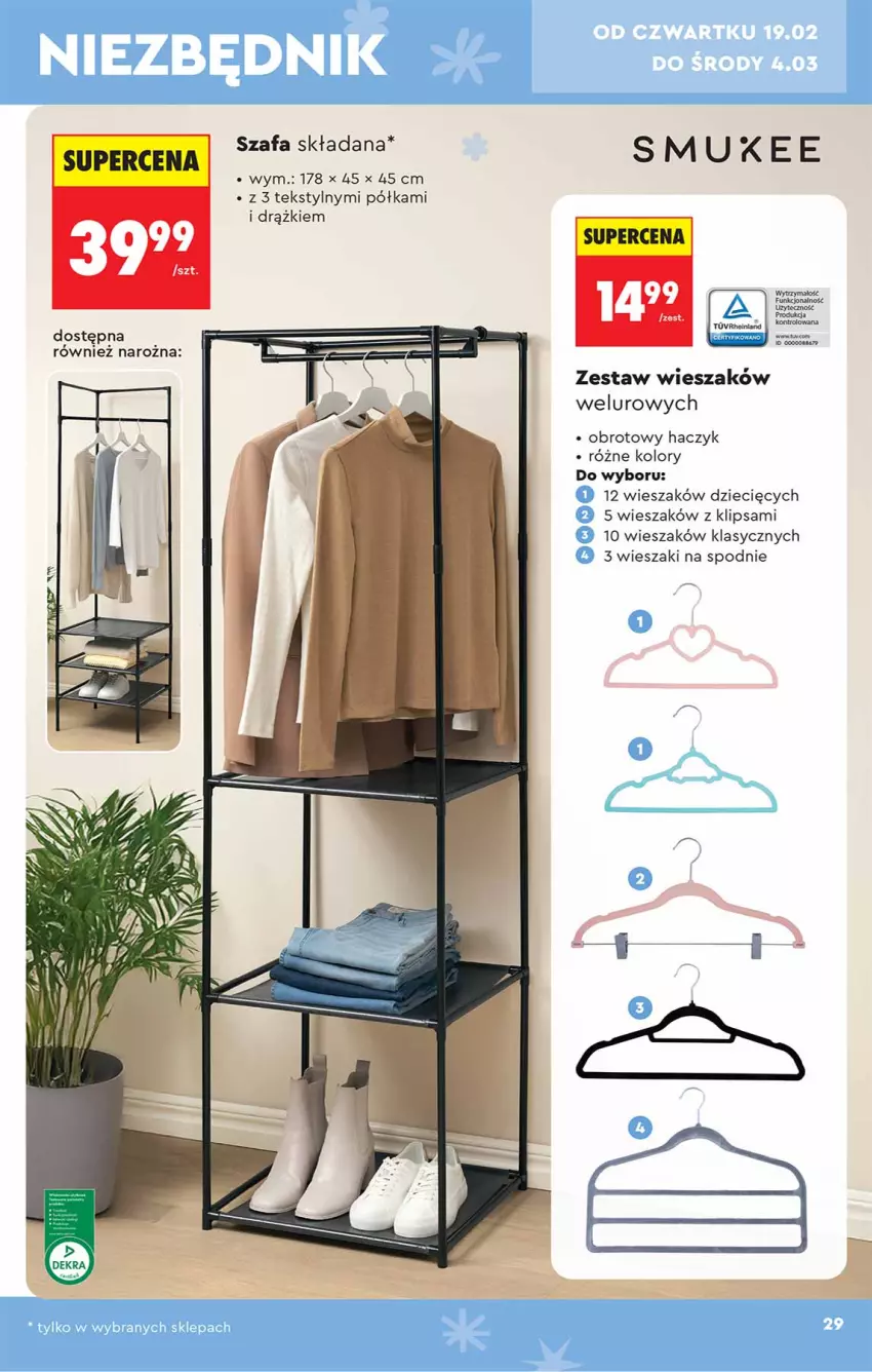 Gazetka promocyjna Biedronka - Okazje Tygodnia - ważna 14.02 do 28.02.2026 - strona 29 - produkty: Dzieci, Fa, Haczyk, Półka, Spodnie, Szafa, Wieszak