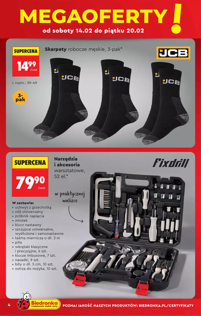 Gazetka promocyjna Biedronka - Okazje Tygodnia - ważna 14.02 do 28.02.2026 - strona 4 - produkty: Karp, Noż, Nóż uniwersalny, Szczypce, Taśma miernicza, Wkręt