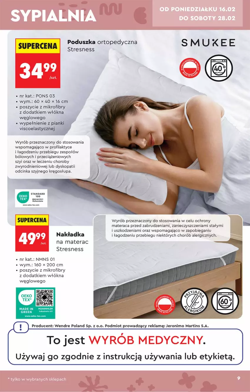 Gazetka promocyjna Biedronka - Okazje Tygodnia - ważna 14.02 do 28.02.2026 - strona 9 - produkty: Inka, Materac, Poduszka, Tera, Top
