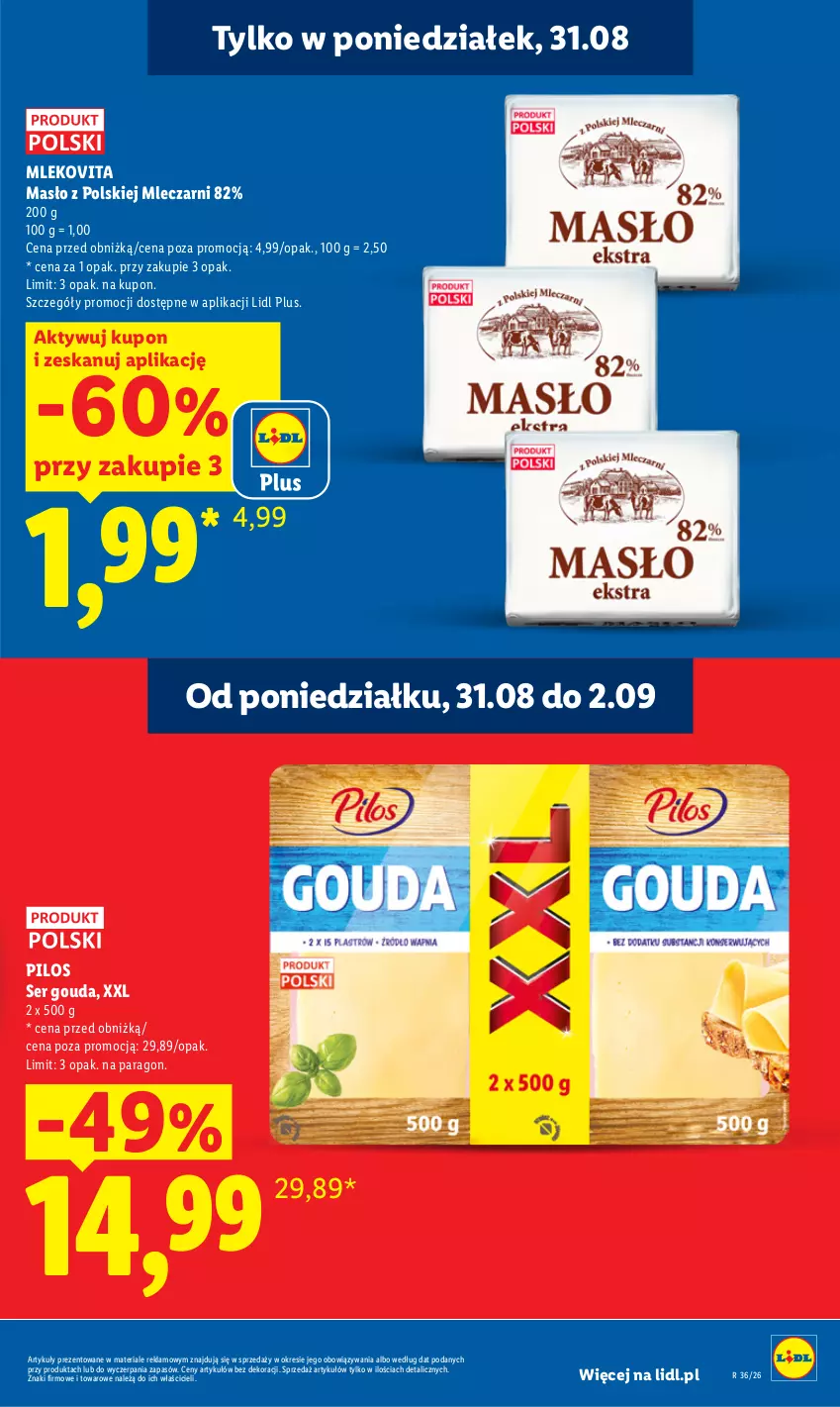 Gazetka promocyjna Lidl - Gazetka ważna od 31.08 do 2.09 - ważna 31.08 do 02.09.2026 - strona 15 - produkty: Gouda, Masło, Mleko, Mlekovita, Pilos, Ser
