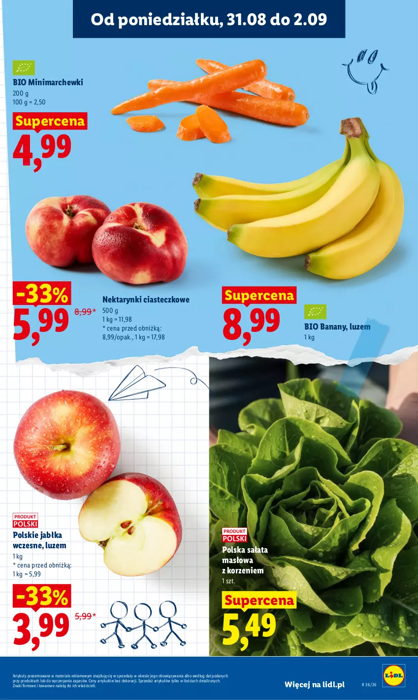 Gazetka promocyjna Lidl - Gazetka ważna od 31.08 do 2.09 - ważna 31.08 do 02.09.2026 - strona 41 - produkty: Banany, Jabłka, Masło, Nektar, Sałat, Sałata masłowa