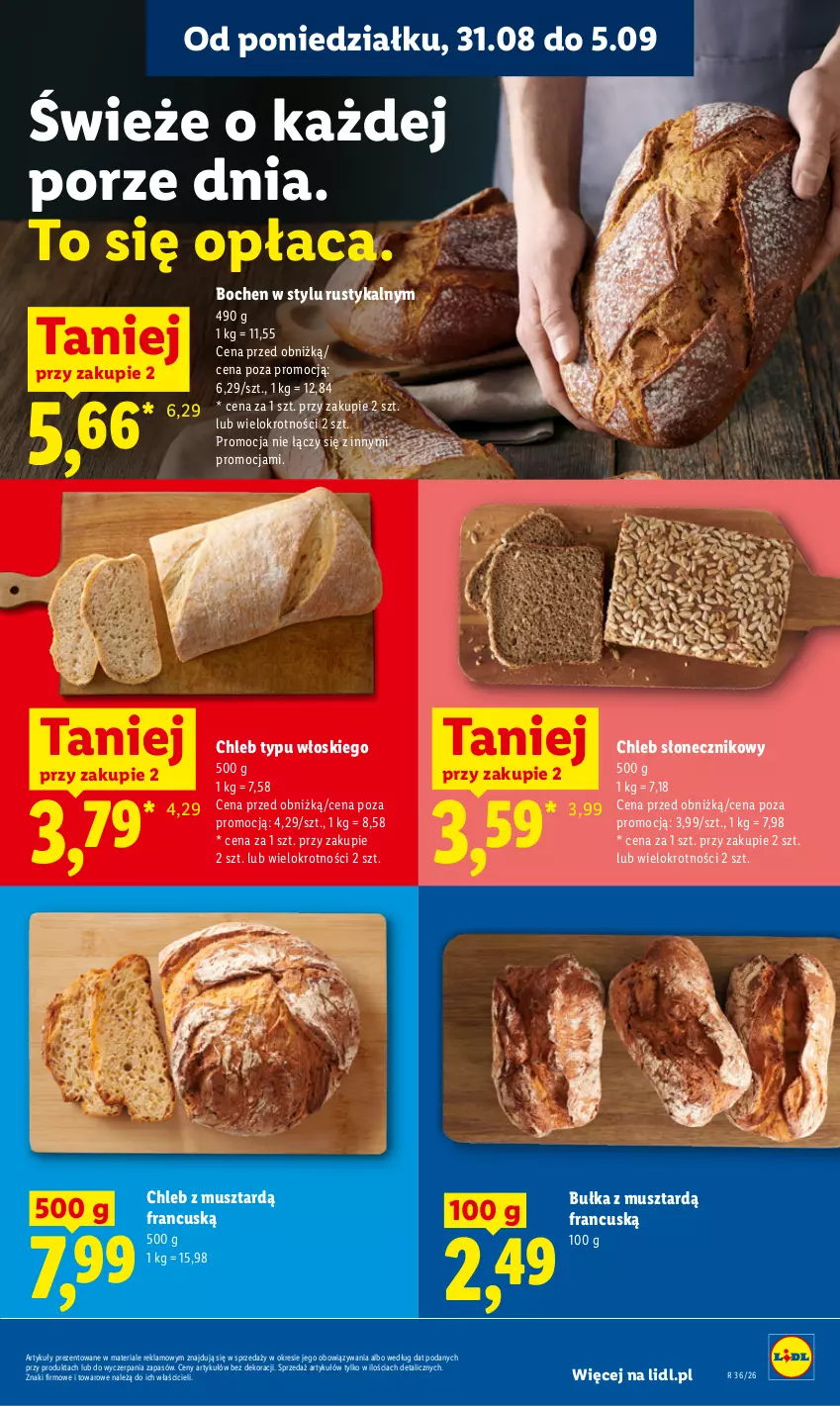 Gazetka promocyjna Lidl - Gazetka ważna od 31.08 do 2.09 - ważna 31.08 do 02.09.2026 - strona 47 - produkty: Bułka, Chleb, Chleb typu włoskiego, Mus, Por, Rust