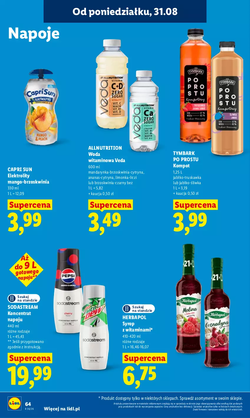 Gazetka promocyjna Lidl - Gazetka ważna od 31.08 do 2.09 - ważna 31.08 do 02.09.2026 - strona 64 - produkty: Ananas, Herbapol, Liczi, Limonka, Mango, Napoje, Syrop, Tymbark, Woda