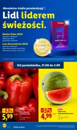 Gazetka promocyjna Lidl - Gazetka ważna od 31.08 do 2.09 - Gazetka - ważna od 02.09 do 02.09.2026 - strona 34 - produkty: Warzywa, Papryka, Laur, Owoce, Arbuz