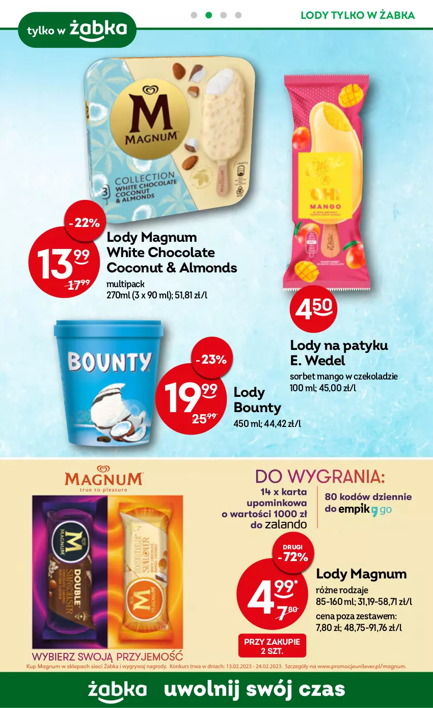 Gazetka promocyjna Żabka - ważna 15.02 do 21.02.2023 - strona 33 - produkty: Bounty, E. Wedel, Lody, Mango