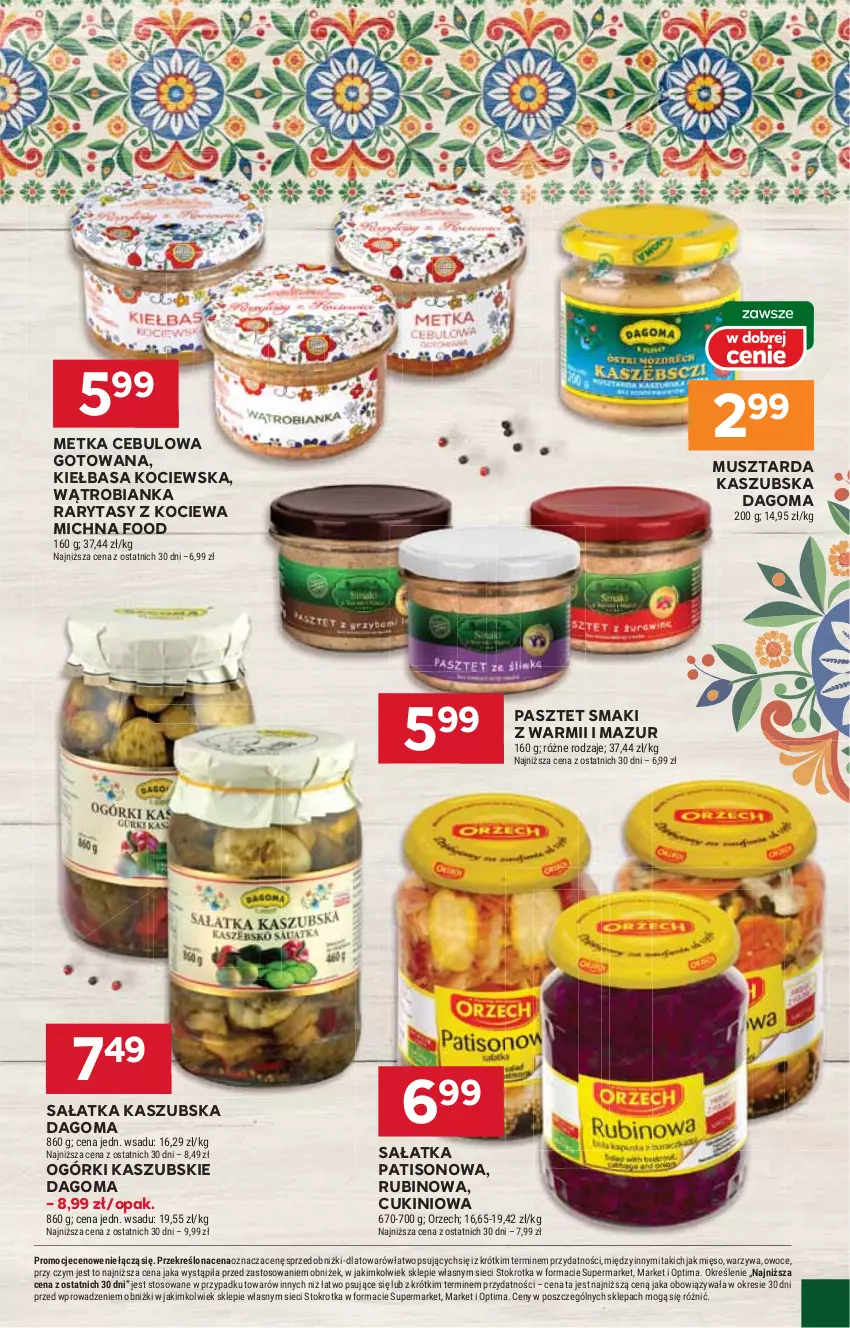 Gazetka promocyjna Stokrotka - Market - ważna 19.03 do 25.03.2026 - strona 21 - produkty: Bianka, Kiełbasa, Koc, Mięso, Mus, Musztarda, Optima, Owoce, Pasztet, Rubin, Sałat, Sałatka, Sałatka patisonowa, Warzywa