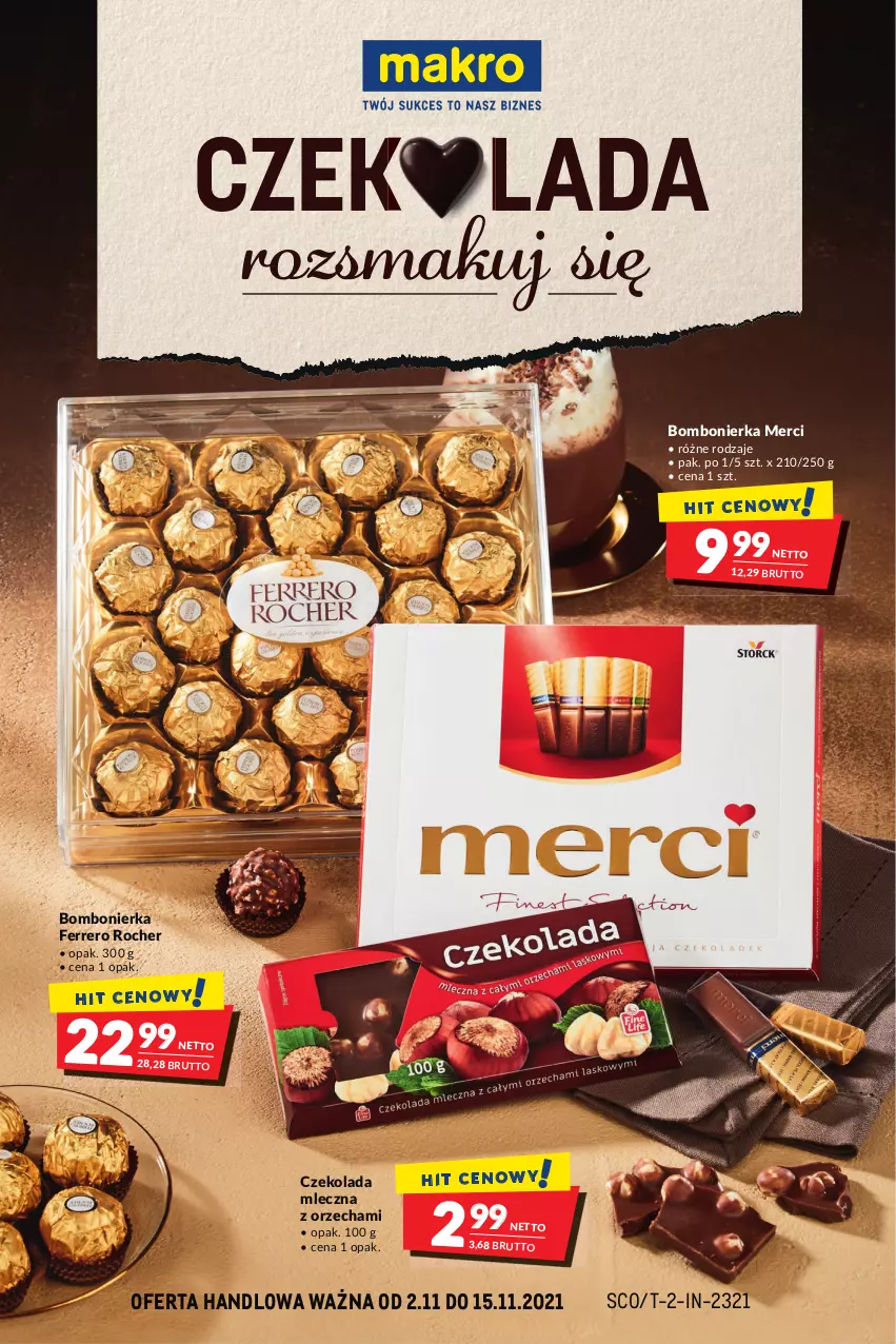 Gazetka promocyjna Makro - [Oferta specjalna] Czekolada - ważna 02.11 do 15.11.2021 - strona 1 - produkty: Czekolada, Czekolada mleczna, Ferrero, Ferrero Rocher, Merci