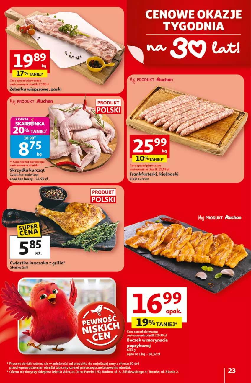 Gazetka promocyjna Auchan - 30 Lat Hipermarket - ważna 29.04 do 06.05.2026 - strona 23 - produkty: Frankfurterki, Grill, Kurczak