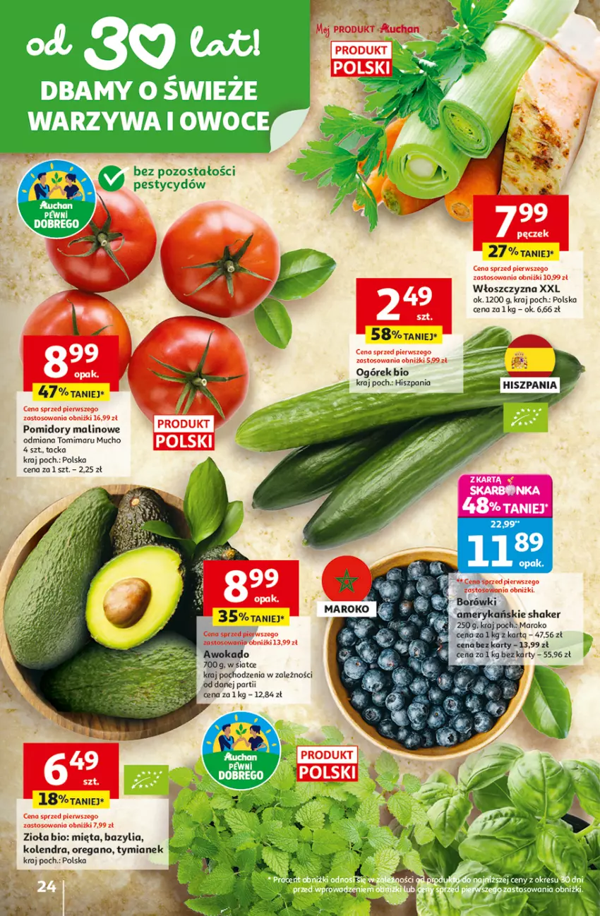 Gazetka promocyjna Auchan - 30 Lat Hipermarket - ważna 29.04 do 06.05.2026 - strona 24 - produkty: Ogórek, Pomidory