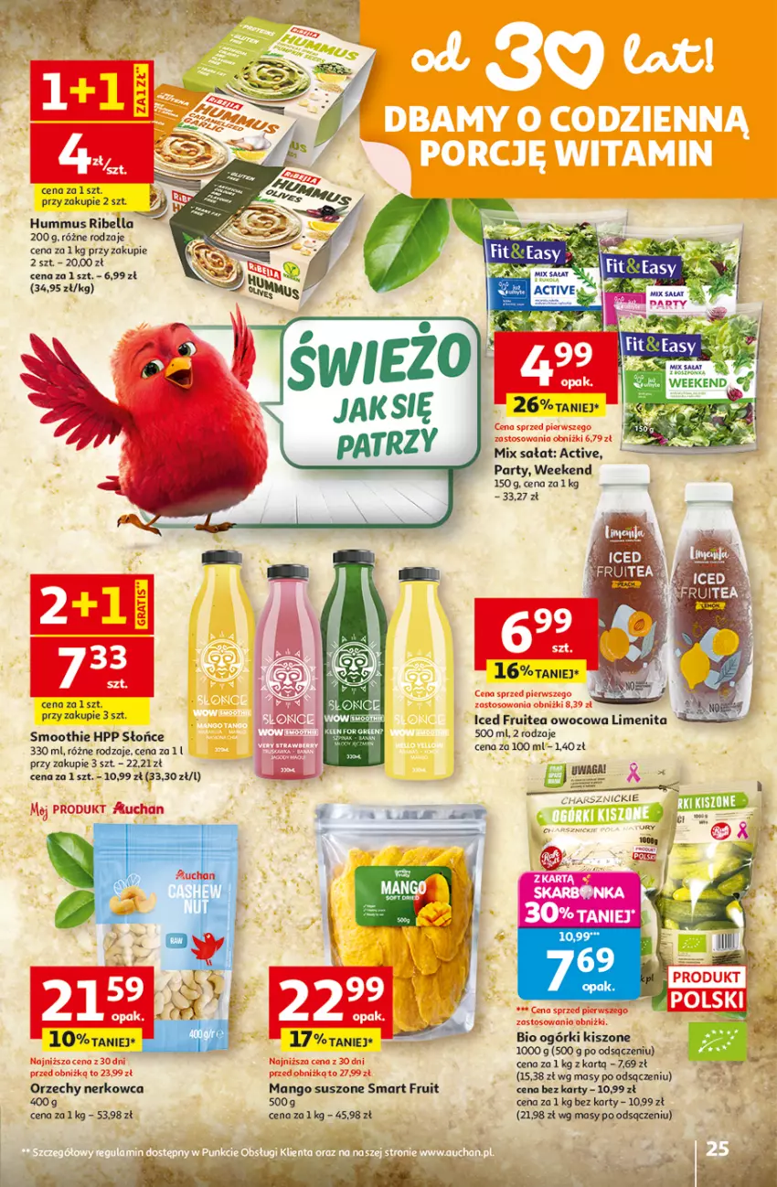 Gazetka promocyjna Auchan - 30 Lat Hipermarket - ważna 29.04 do 06.05.2026 - strona 25 - produkty: Bell, Bella, HP, Hummus, Mango, Mango suszone, Mus, Sałat, Smoothie