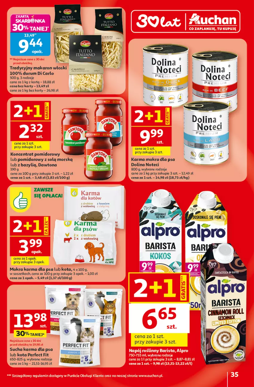 Gazetka promocyjna Auchan - 30 Lat Hipermarket - ważna 29.04 do 06.05.2026 - strona 35 - produkty: Bazyl, Dawtona, Kokos, Koncentrat pomidorowy, Makaron, Mokra karma, Rum, Sos, Sucha karma