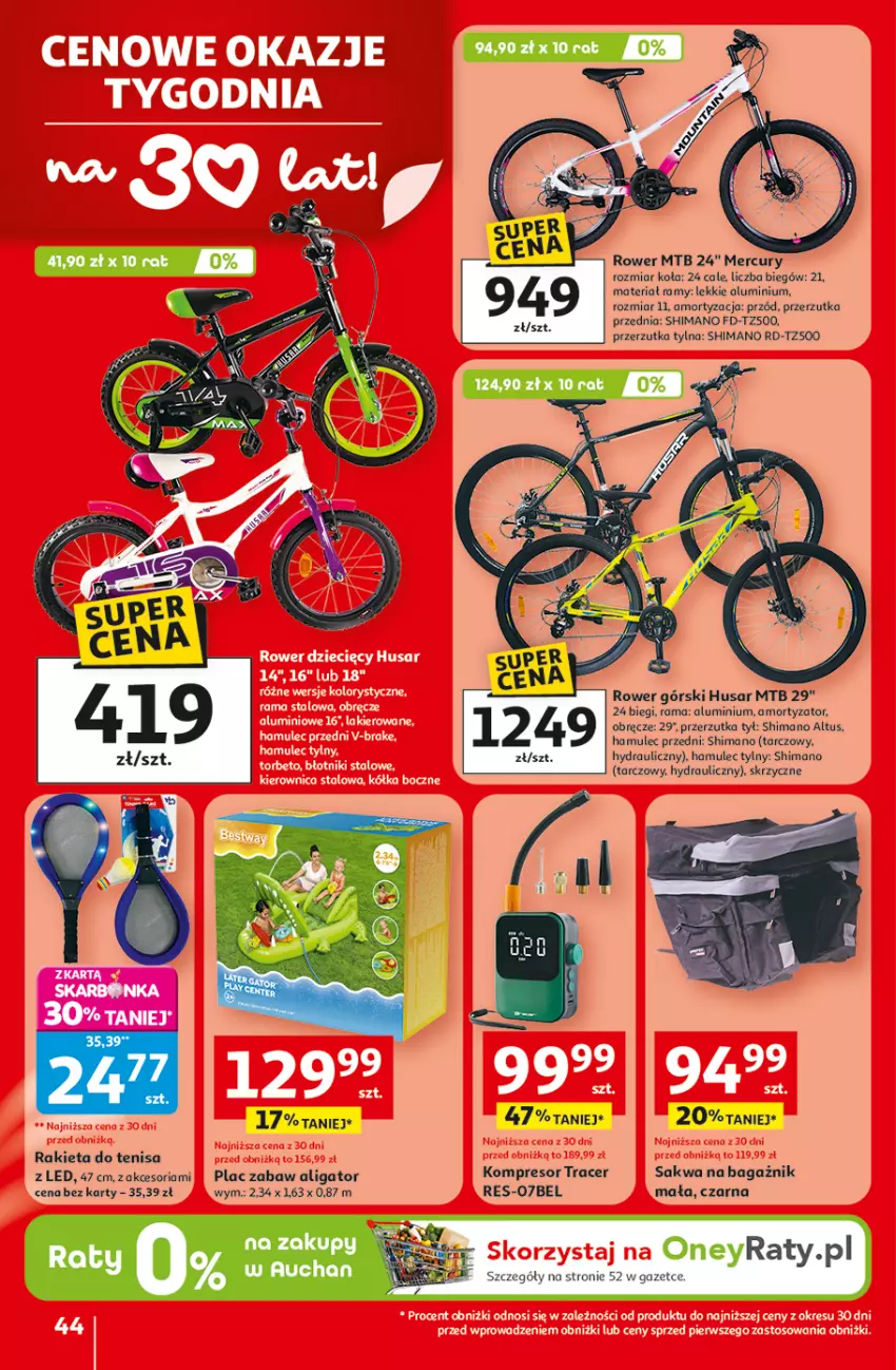 Gazetka promocyjna Auchan - 30 Lat Hipermarket - ważna 29.04 do 06.05.2026 - strona 44 - produkty: Acer, Fa, Kompresor, Mule, Rakieta, Rama, Rower