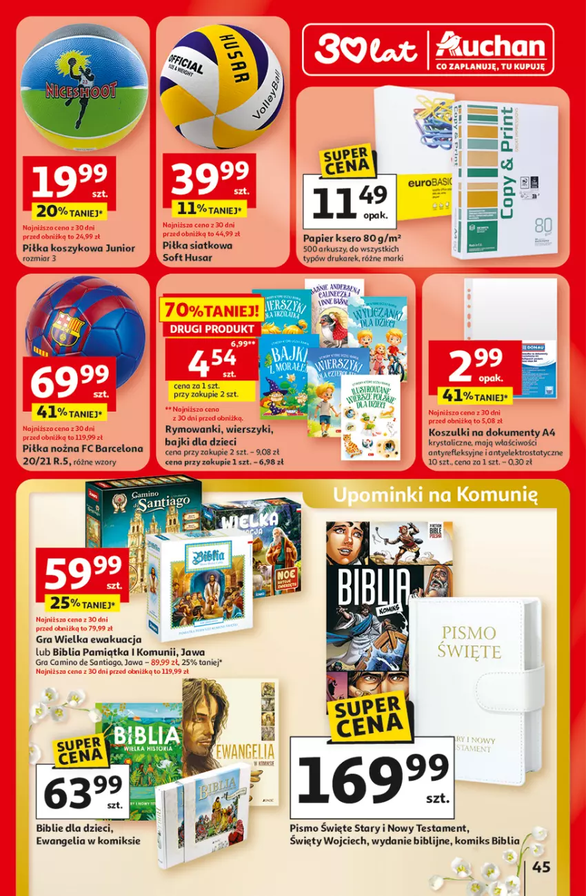 Gazetka promocyjna Auchan - 30 Lat Hipermarket - ważna 29.04 do 06.05.2026 - strona 45 - produkty: Bell, Bella, Fa, Gra, Kosz, Noż, Papier, Pax, Piłka nożna, Ser
