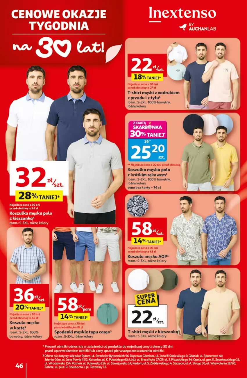 Gazetka promocyjna Auchan - 30 Lat Hipermarket - ważna 29.04 do 06.05.2026 - strona 46 - produkty: Kosz, Koszula, Koszulka, T-shirt