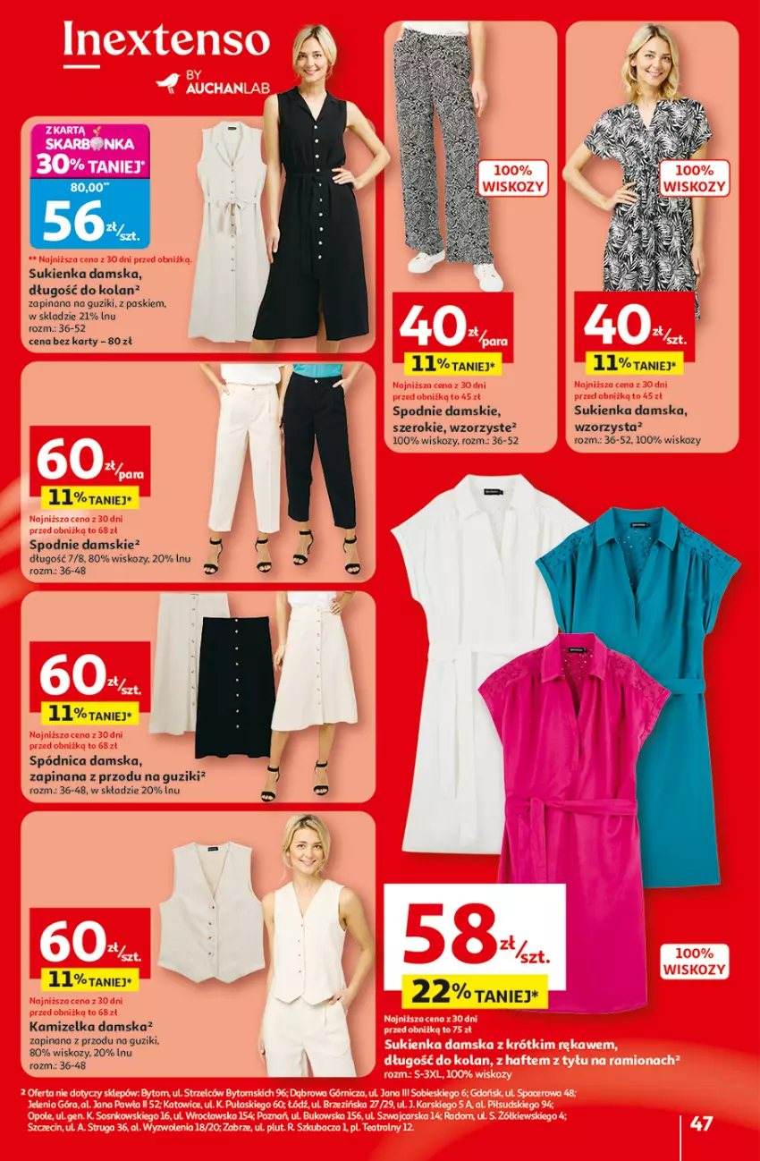 Gazetka promocyjna Auchan - 30 Lat Hipermarket - ważna 29.04 do 06.05.2026 - strona 47 - produkty: Kamizelka, Spódnica, Spodnie, Sukienka