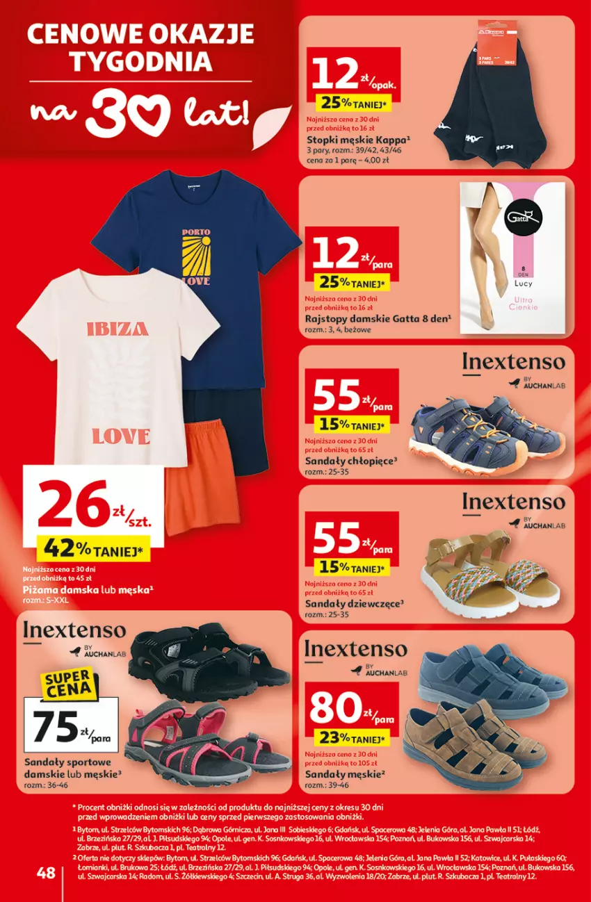Gazetka promocyjna Auchan - 30 Lat Hipermarket - ważna 29.04 do 06.05.2026 - strona 48 - produkty: Gatta, Por, Rajstopy, Sandał, Sport, Top