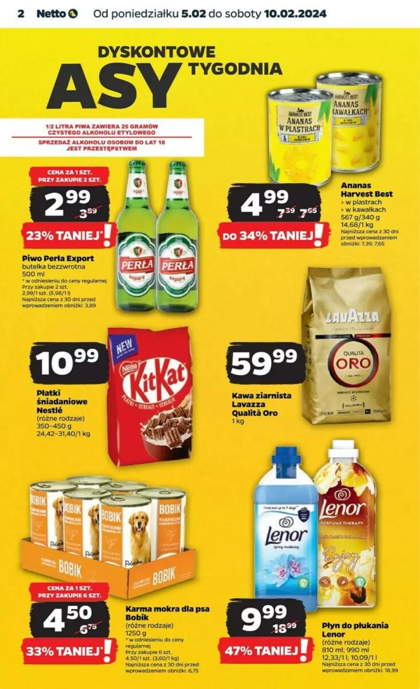 Gazetka promocyjna Netto - ważna 05.02 do 10.02.2024 - strona 12 - produkty: Kawa, Lenor, Perła, Piwo, Płyn do płukania, Por