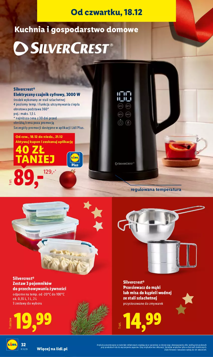 Gazetka promocyjna Lidl - GAZETKA - ważna 15.12 do 21.12.2025 - strona 38 - produkty: Czajnik, Kuchnia, Pojemnik, Por, Silvercrest