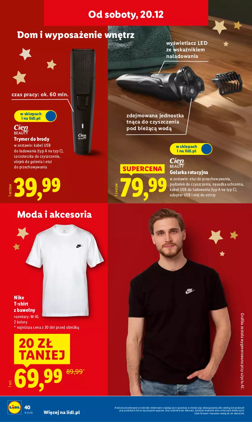 Gazetka promocyjna Lidl - GAZETKA - ważna 15.12 do 21.12.2025 - strona 46 - produkty: Golarka, Gra, Grafika, Kabel USB, Moda, Nike, Olej, Szczoteczka, T-shirt