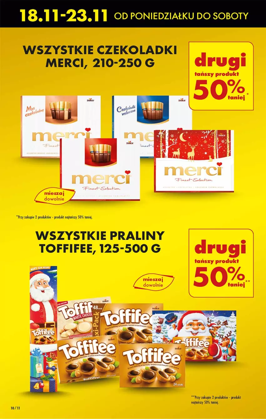 Gazetka promocyjna Biedronka - Od Poniedziałku - ważna 18.11 do 23.11.2024 - strona 10 - produkty: Merci, Praliny, Toffifee