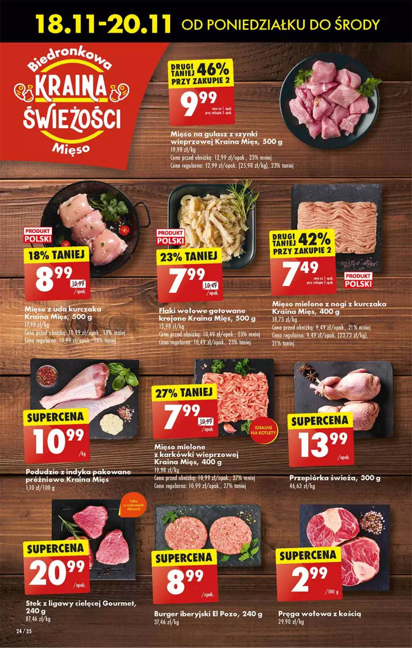 Gazetka promocyjna Biedronka - Od Poniedziałku - ważna 18.11 do 23.11.2024 - strona 24 - produkty: Burger, Kotlet, Kurczak, Mięso, Mięso mielone, Pręga wołowa, Przepiórka, Stek