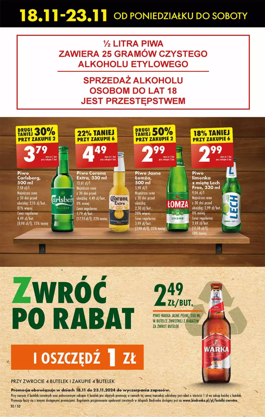 Gazetka promocyjna Biedronka - Od Poniedziałku - ważna 18.11 do 23.11.2024 - strona 52 - produkty: Fa, Limonka, Mus, Piwo, Rama, Warka